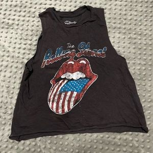 The Rolling Stones Cut off Tank Top Hand Cut Shirt Size XS Cropped